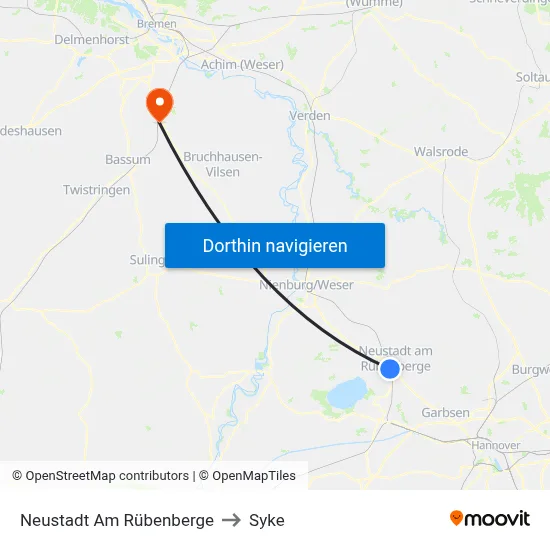 Neustadt Am Rübenberge to Syke map