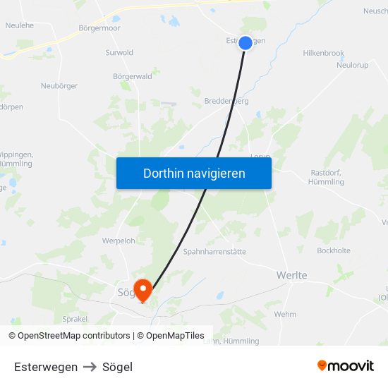 Esterwegen to Sögel map