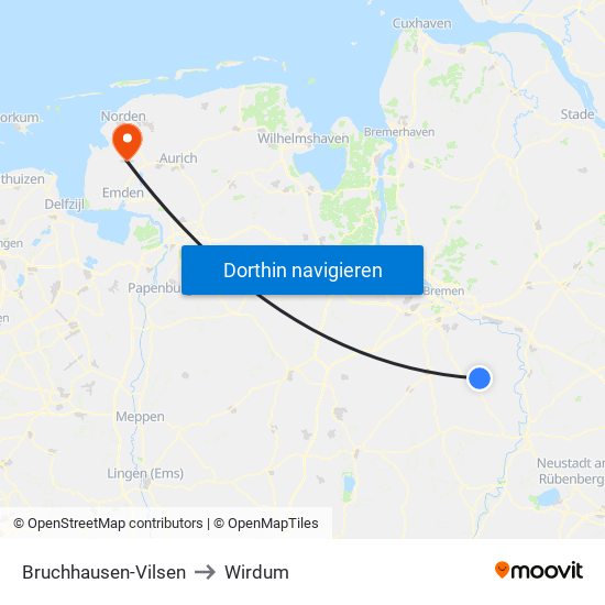 Bruchhausen-Vilsen to Wirdum map