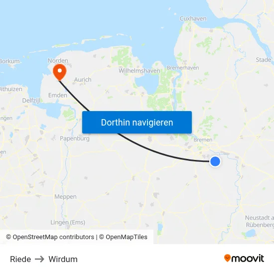 Riede to Wirdum map