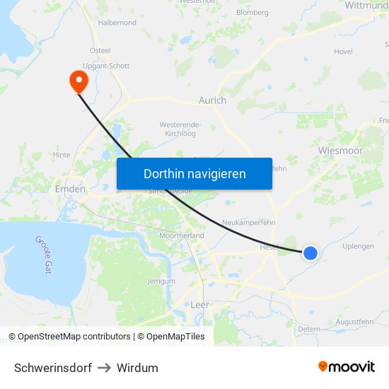 Schwerinsdorf to Wirdum map