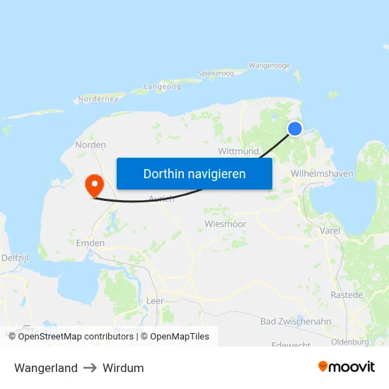 Wangerland to Wirdum map