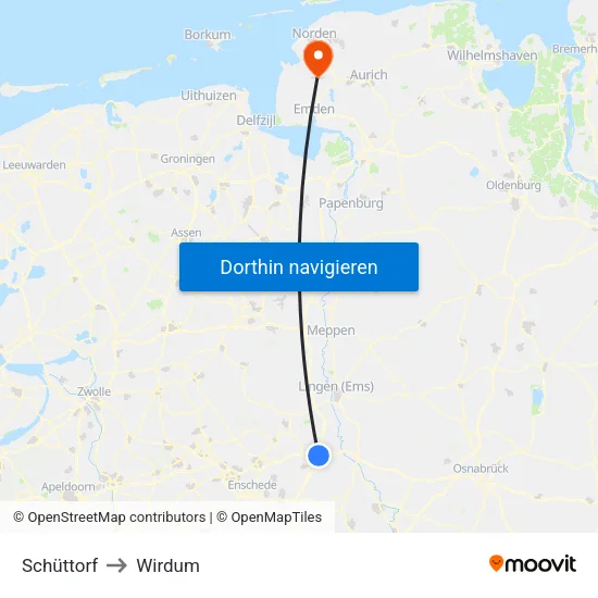 Schüttorf to Wirdum map