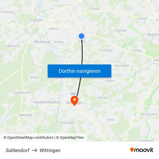 Suhlendorf to Wittingen map