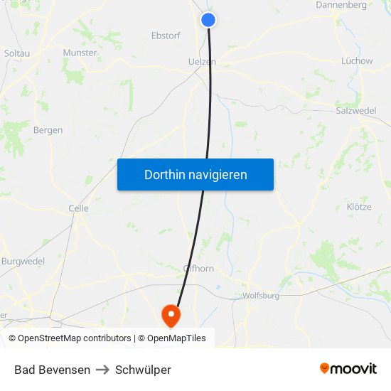 Bad Bevensen to Schwülper map