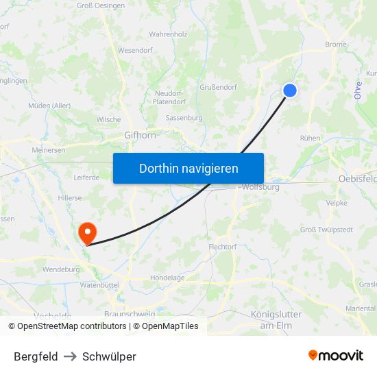 Bergfeld to Schwülper map