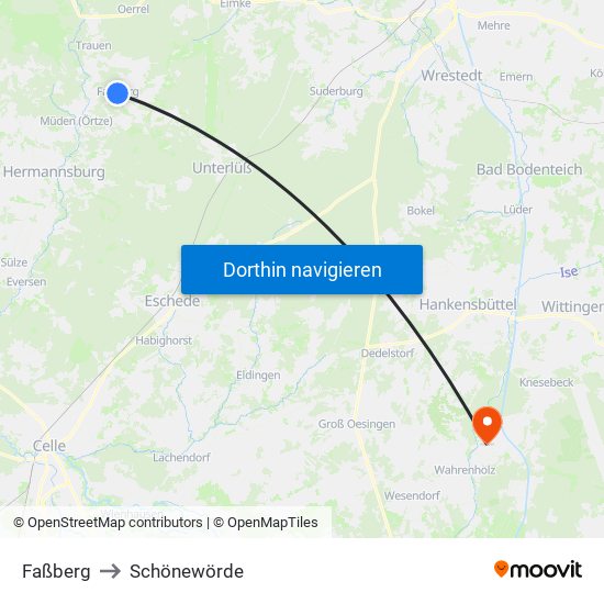 Faßberg to Schönewörde map