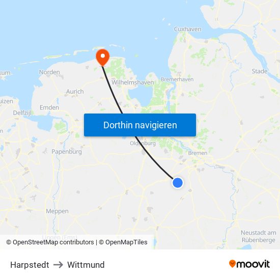 Harpstedt to Wittmund map