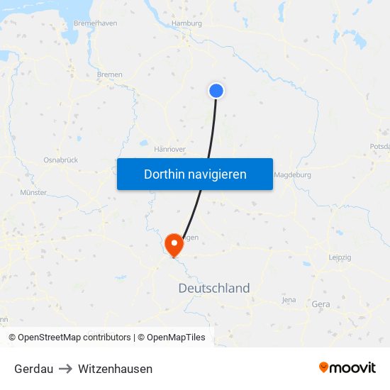 Gerdau to Witzenhausen map