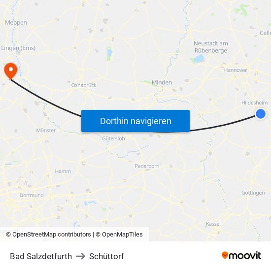 Bad Salzdetfurth to Schüttorf map
