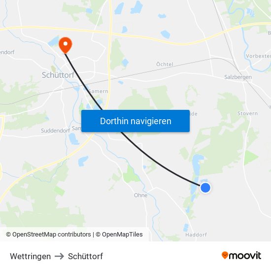 Wettringen to Schüttorf map