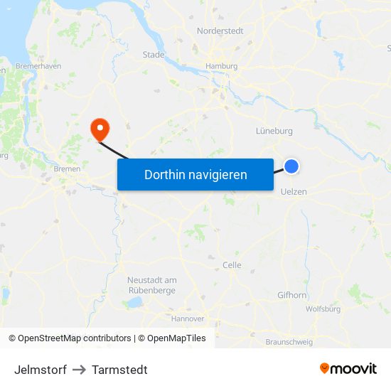 Jelmstorf to Tarmstedt map