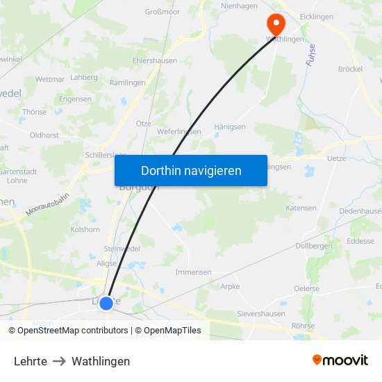 Lehrte to Wathlingen map