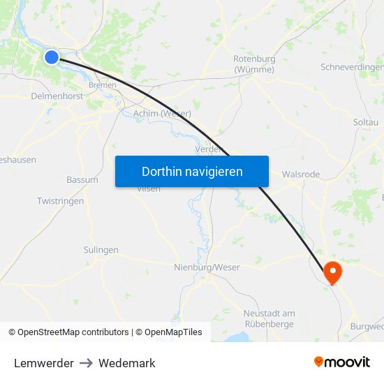 Lemwerder to Wedemark map