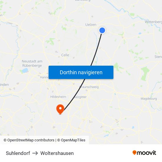 Suhlendorf to Woltershausen map