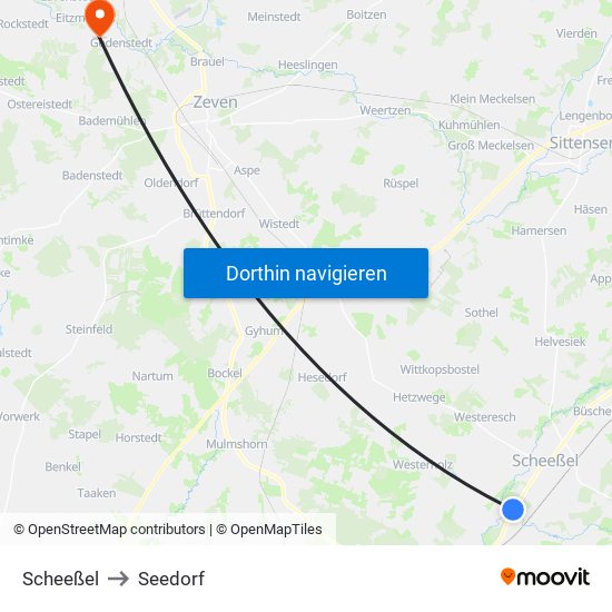 Scheeßel to Seedorf map