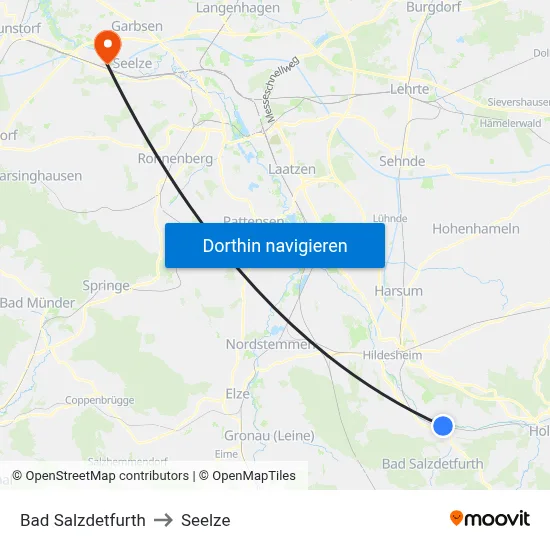 Bad Salzdetfurth to Seelze map