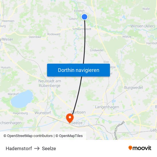 Hademstorf to Seelze map