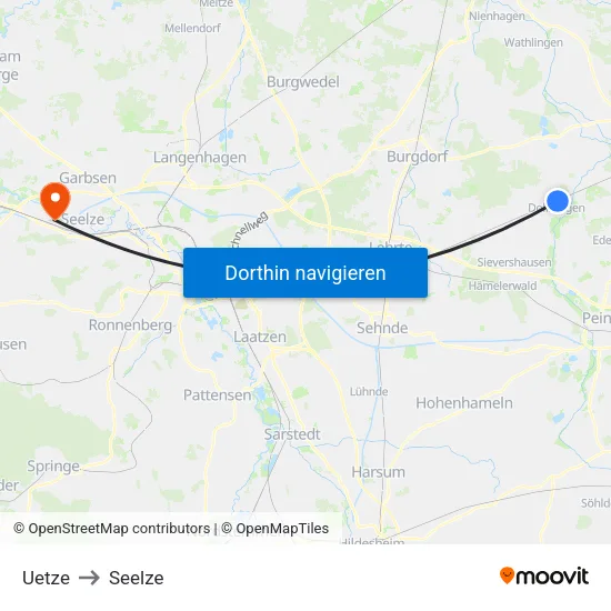 Uetze to Seelze map