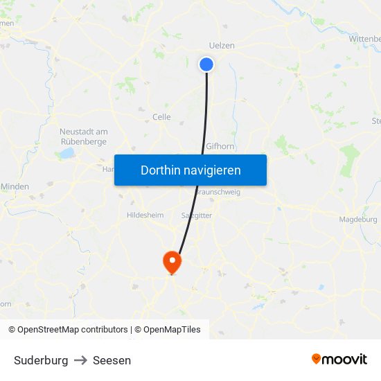 Suderburg to Seesen map