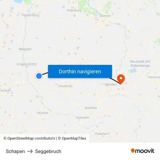 Schapen to Seggebruch map