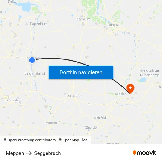 Meppen to Seggebruch map
