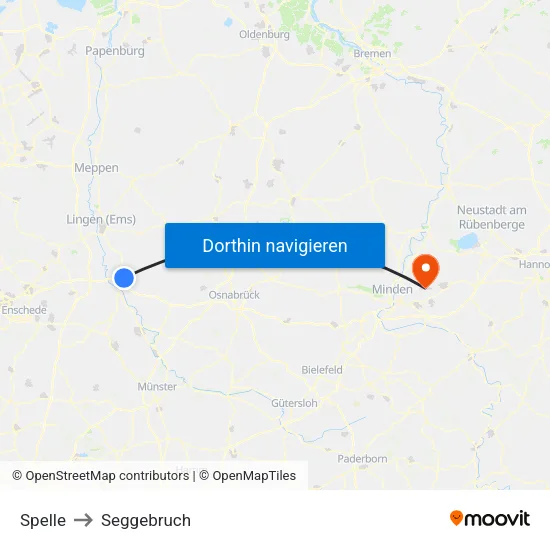 Spelle to Seggebruch map