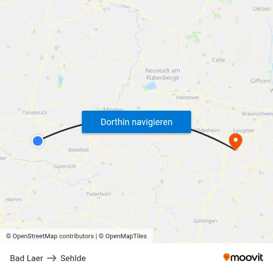 Bad Laer to Sehlde map