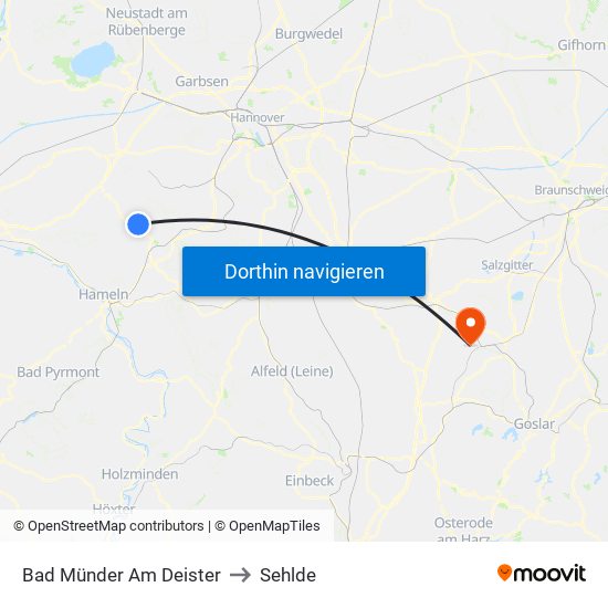 Bad Münder Am Deister to Sehlde map