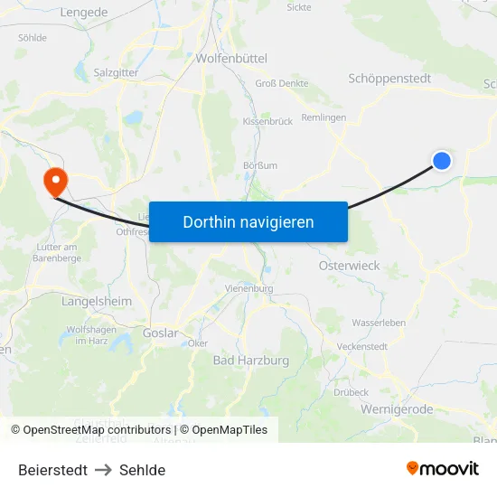 Beierstedt to Sehlde map