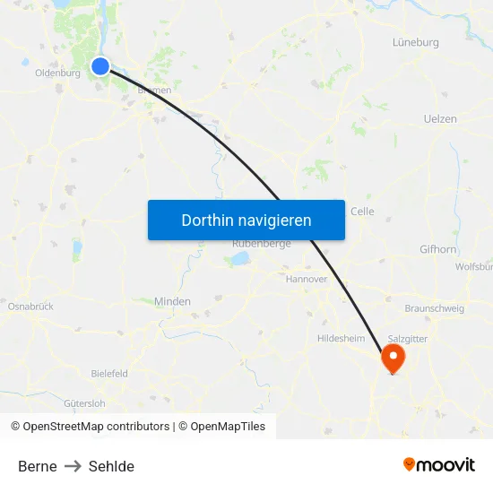 Berne to Sehlde map