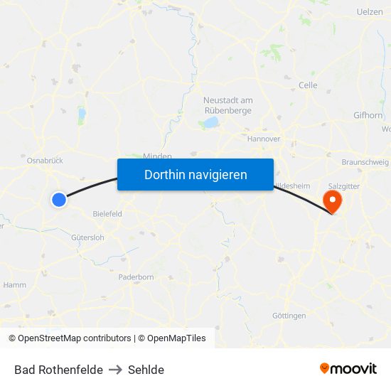 Bad Rothenfelde to Sehlde map