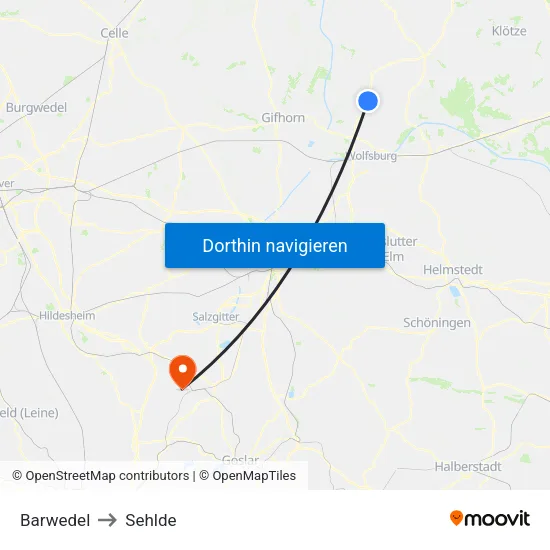 Barwedel to Sehlde map