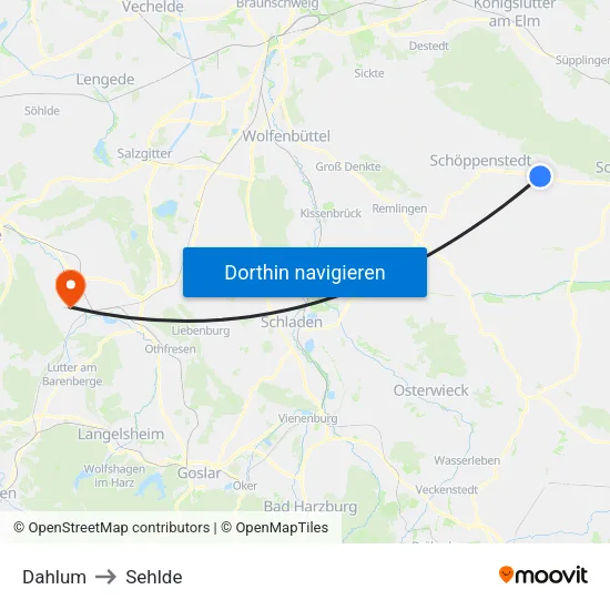 Dahlum to Sehlde map