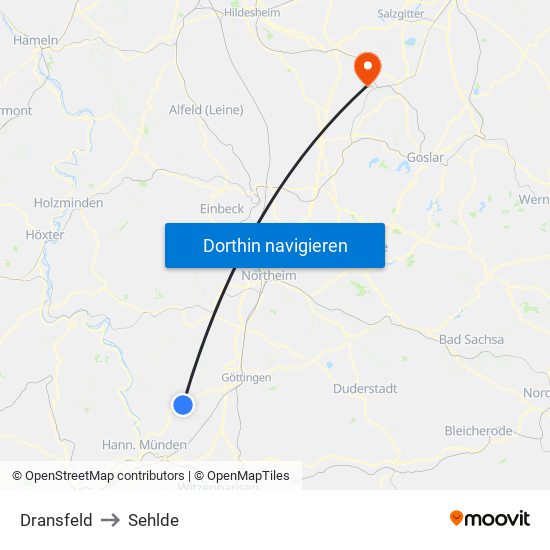 Dransfeld to Sehlde map