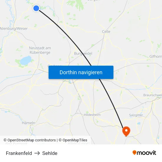 Frankenfeld to Sehlde map