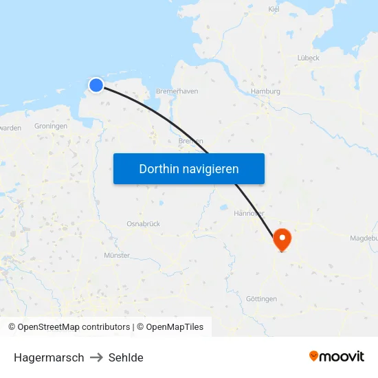 Hagermarsch to Sehlde map