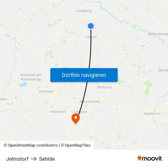 Jelmstorf to Sehlde map
