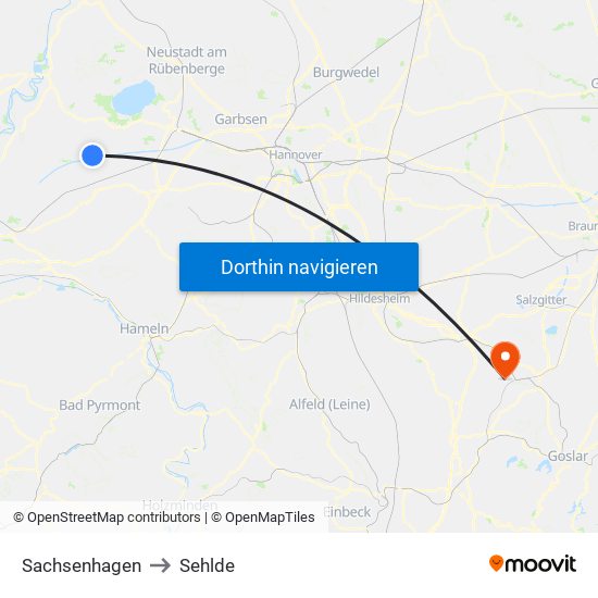 Sachsenhagen to Sehlde map