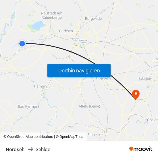 Nordsehl to Sehlde map