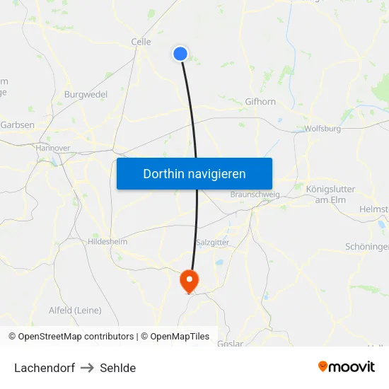 Lachendorf to Sehlde map