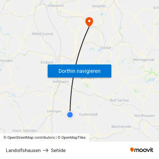 Landolfshausen to Sehlde map