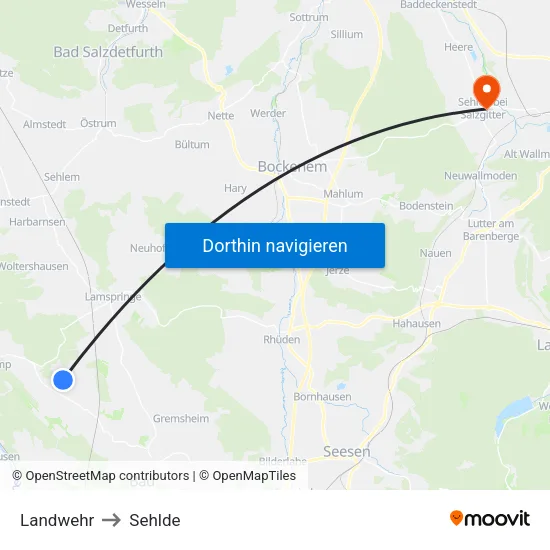 Landwehr to Sehlde map