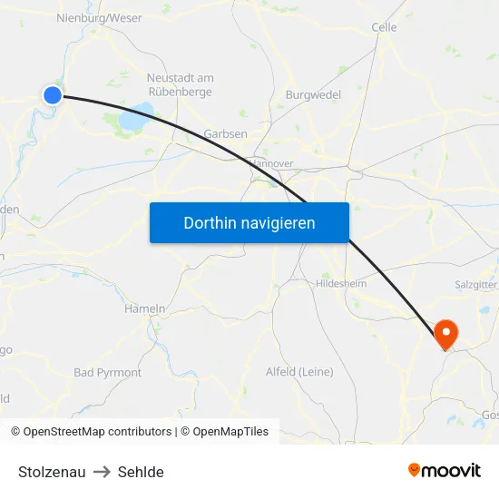 Stolzenau to Sehlde map