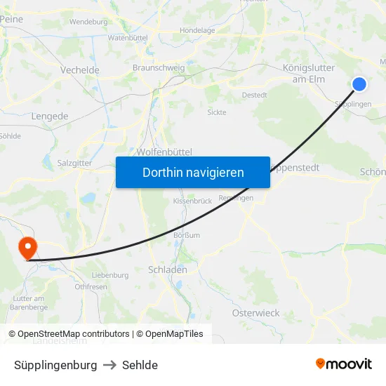 Süpplingenburg to Sehlde map