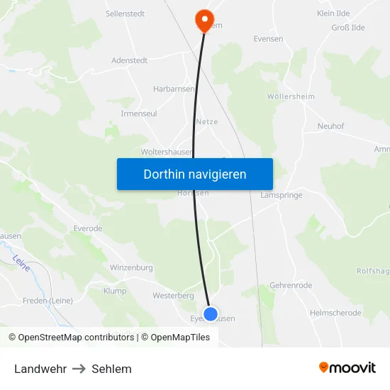 Landwehr to Sehlem map
