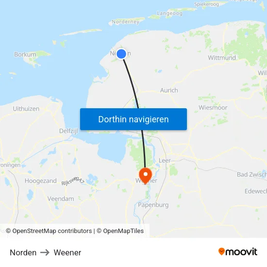 Norden to Weener map
