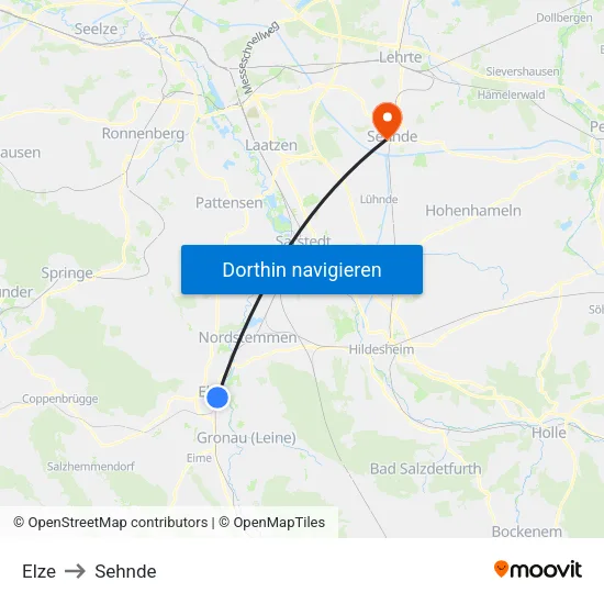 Elze to Sehnde map