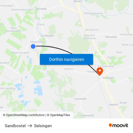 Sandbostel to Selsingen map