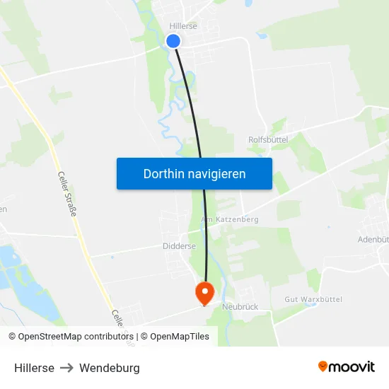 Hillerse to Wendeburg map